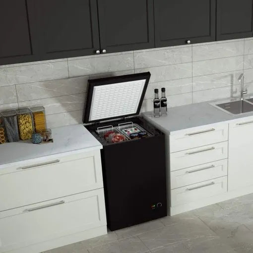 Chest Freezer 3.5 Cu Ft with 2 Removable Baskets Reach In Freezer Chest Quiet Compact Freezer 7 Temperature Settings Black