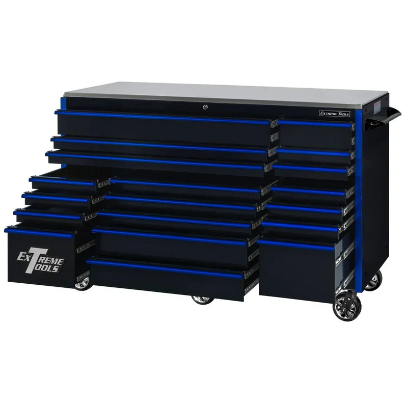 Extreme Tools RX250 Series 72-in x 30-in Roller Cabinet 19-Drawer 250 lb Drawer Slides