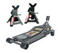 Pittsburg 3 Ton Low Profile Floor Jack and Jack Stands Set Combo with Rapid Pump Quick Lift