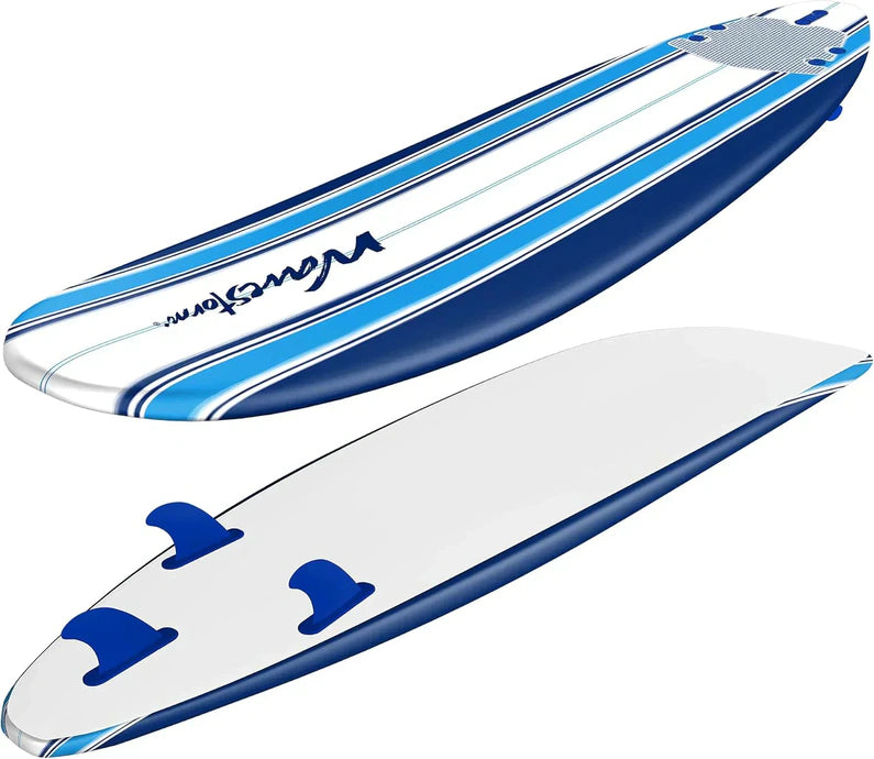 Wavestorm 8ft Classic Surfboard // Foam Wax Free Soft Top Longboard for Adults and Kids of All Levels of Surfing