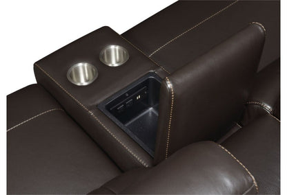 4-SEAT POWER RECLINING LEATHER SECTIONAL SOFA WITH OUTLETS AND USB PORTS