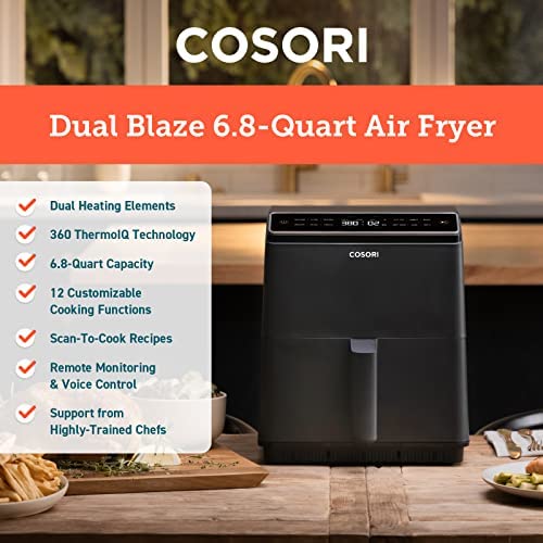 COSORI Air Fryer 6.8Qt, Dual Blaze with 360 ThermoIQ Tech