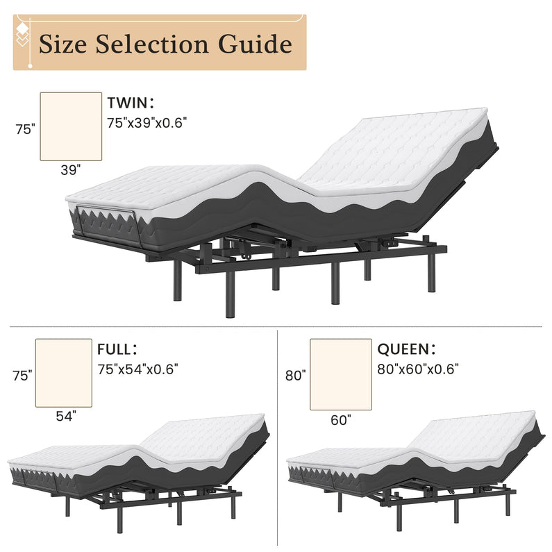Adjustable Bed Frame -Wireless Remote -Memory Function -Adjustable Bed Base -Head and Foot Lift Incline -Zero Gravity -Quiet Motorfor Lying Down, Reading, Watching TV,Fatigue,BackacheTwin