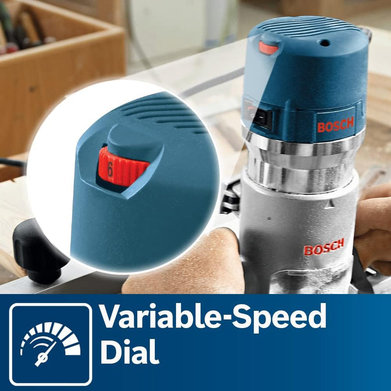 BOSCH 1617EVSPK Wood 12 Amp Router Tool Combo Kit 2.25 Horsepower Plunge Router & Fixed Base with a Variable Speed