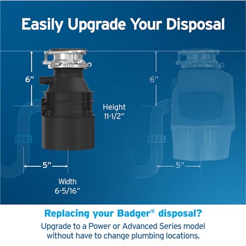 InSinkErator Badger 5 Garbage Disposal, 1/2 HP Continuous Feed, Durable Steel, Easy Install
