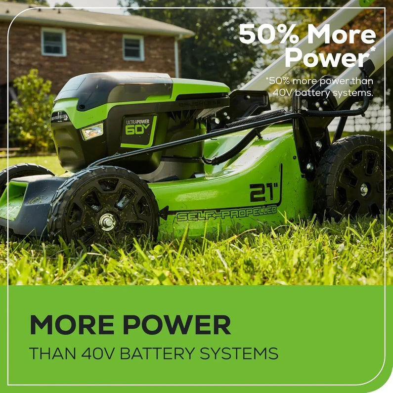 60V 21 Cordless (Self-Propelled) Lawn Mower , 2 x 4.0Ah Batteries and Dual Port Rapid Charger