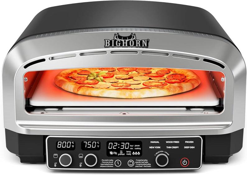 BIG HORN 14" Electric Pizza Oven, Countertop, Stainless Steel