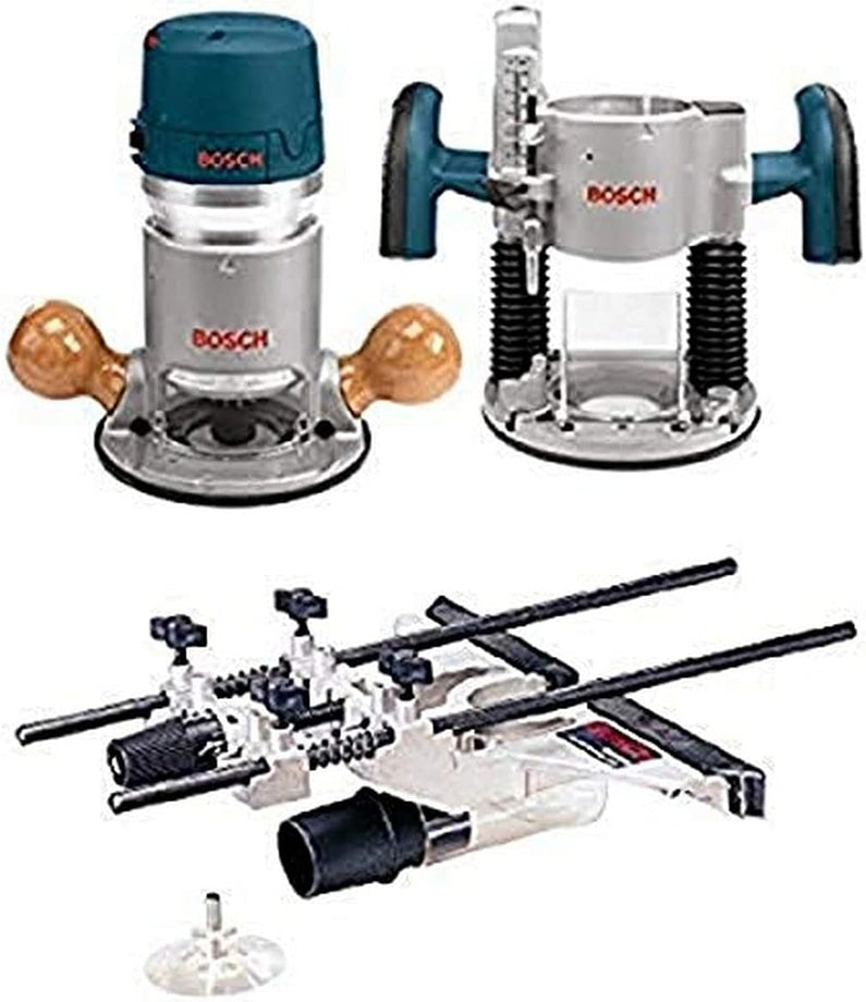 BOSCH 1617EVSPK Wood 12 Amp Router Tool Combo Kit 2.25 Horsepower Plunge Router & Fixed Base with a Variable Speed