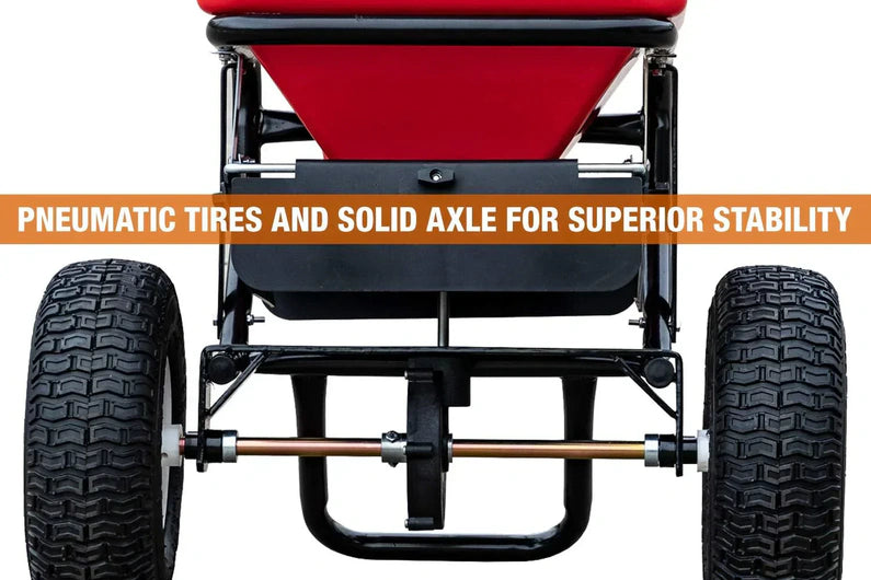 Multi-Purpose Walk Behind Push Spreader, 100 Pound Capacity, Multi Use Tool for Grass Seed, Salt, De-Icer, Fertilizer and Seeds