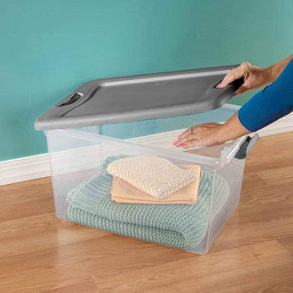 sterilite 64 quart clear storage tote with lids lot of 6