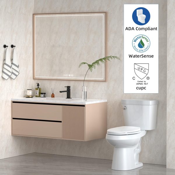 21Toilet, Elongated Toilets for Bathrooms, Two-Piece Toilet with Soft Close Seat, 1.28 Siphonic Flush Toilet with Universal Height ADA Cotton White