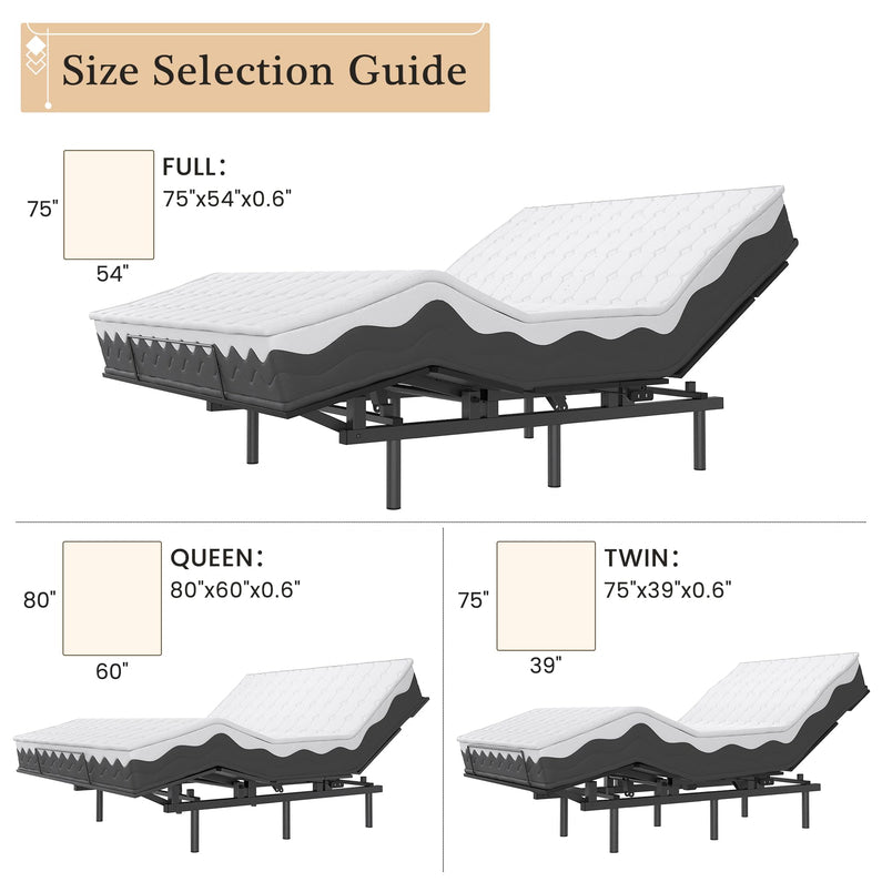 Adjustable Bed Frame -Wireless Remote -Memory Function -Adjustable Bed Base -Head and Foot Lift Incline -Zero Gravity -Quiet Motorfor Lying Down, Reading, Watching TV,Fatigue,BackacheFULL