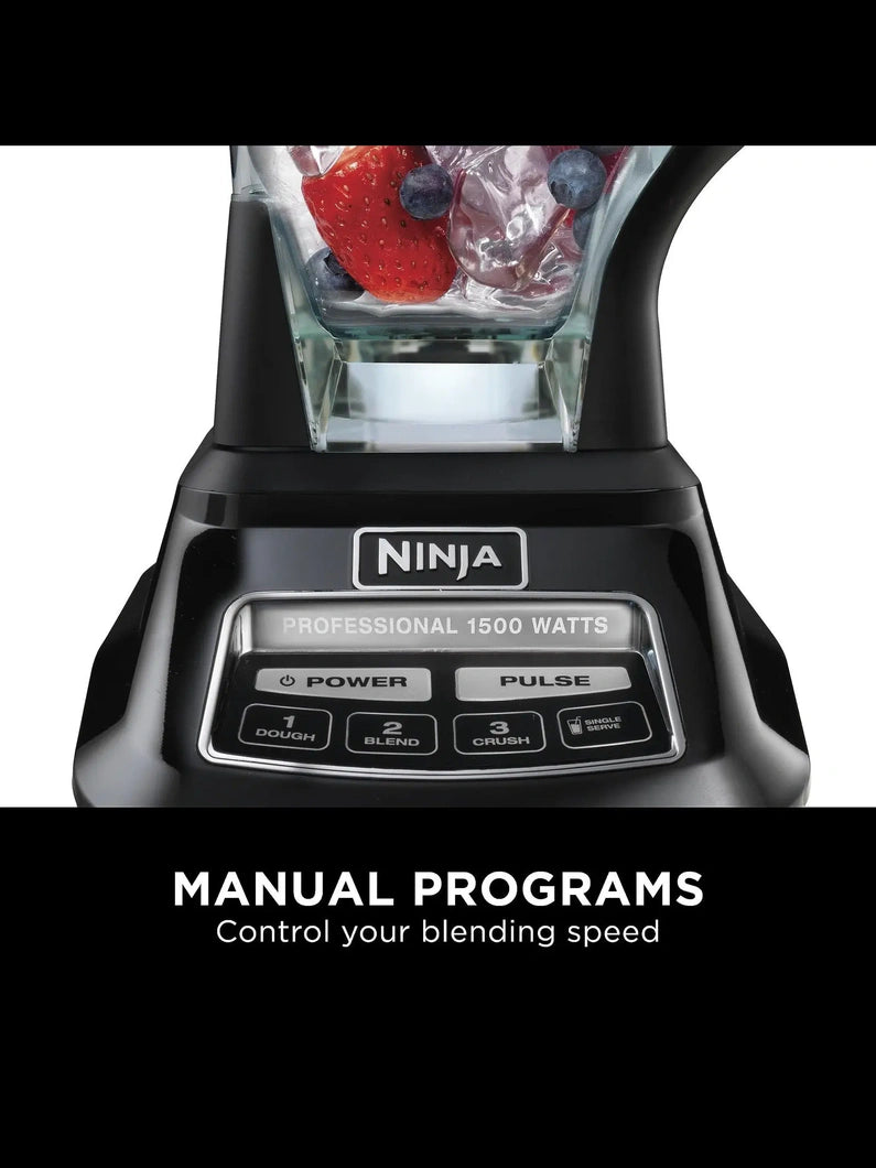 Ninja BL770 Mega Kitchen System, 1500W, 4 Functions for Smoothies, Processing, Dough, Drinks & More, with 72 oz.* Blender Pitcher, 64 oz. Processor Bowl, (2) 16 oz. To Go Cups & (2) Lids, Black