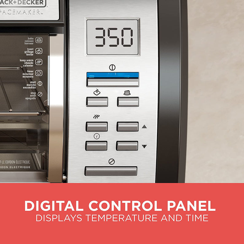 BLACK DECKER SpaceMaker Under Counter Toaster Oven, Digital Controls, Black/Stainless Steel, Fits 9 Pizza or 4 Slices
