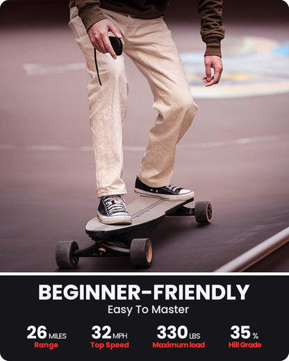 Caribou Electric Skateboard 32 MPH, 26 Mile Range, Dual 1000W Motors, Longboard for Adults & Teens, 6-Month Warranty