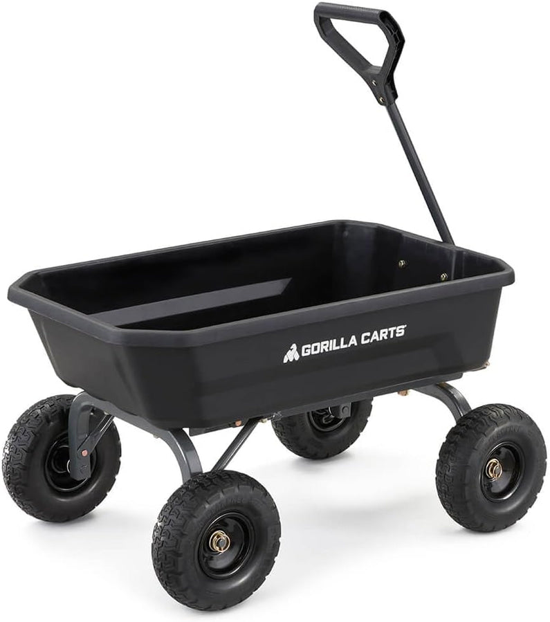 7GCG-NF Heavy-Duty Poly Dump Garden Cart with No-Flat Tires, 7 Cubic Feet, 1200-Pound Capacity, Black, Amazon Exclusive