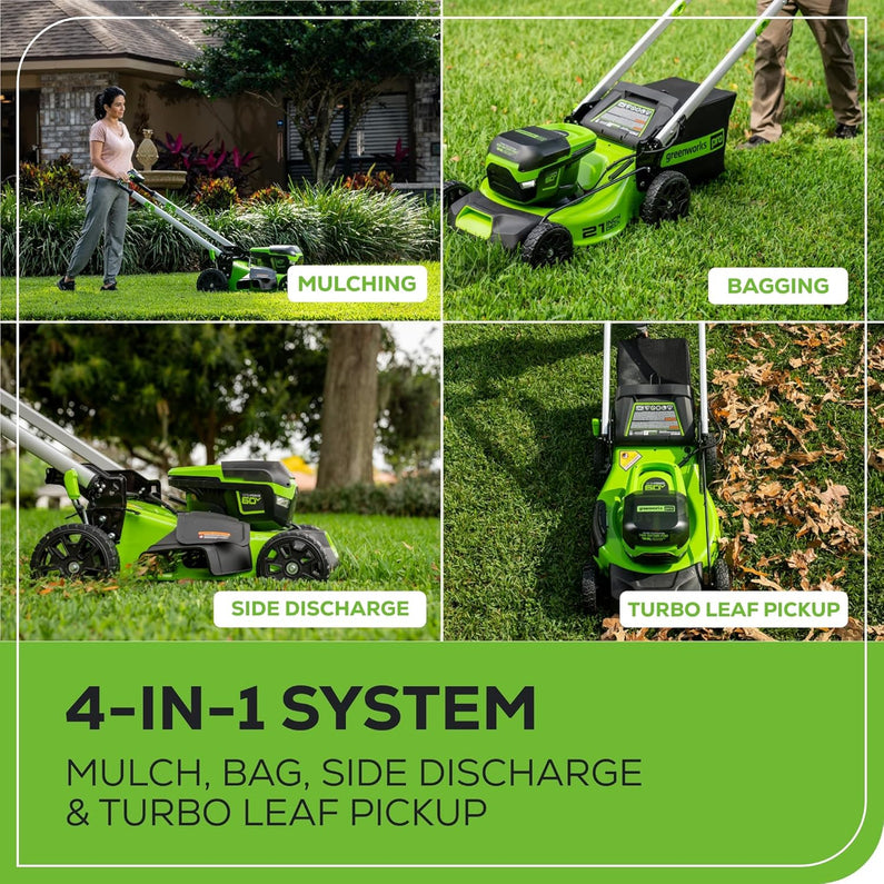 60V 21 Cordless (Self-Propelled) Lawn Mower , 2 x 4.0Ah Batteries and Dual Port Rapid Charger