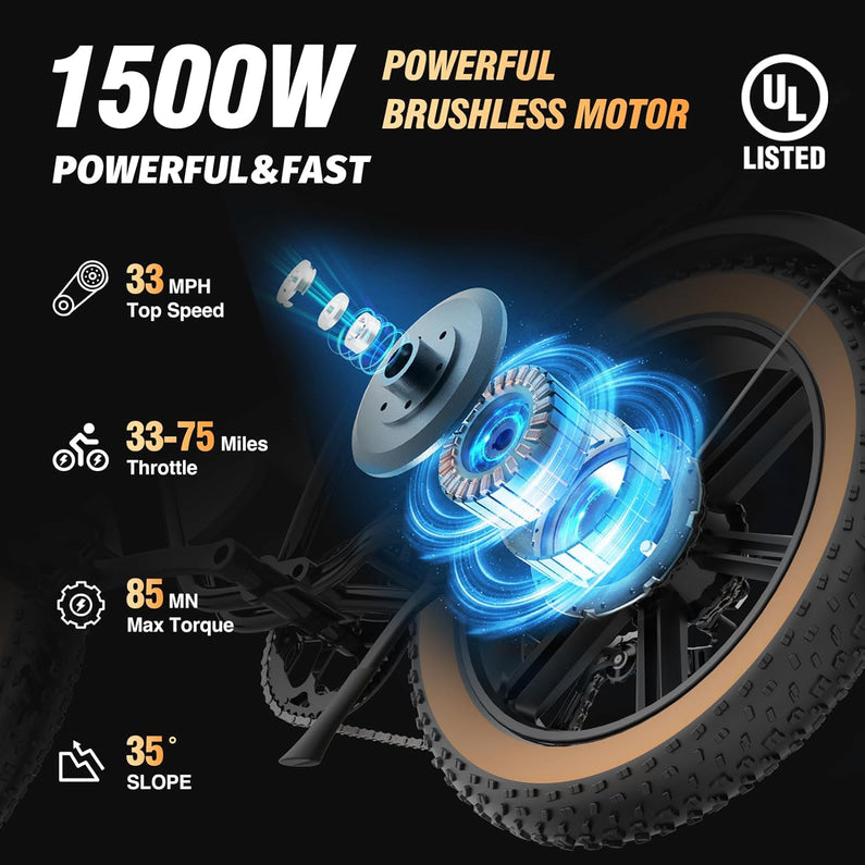 Electric Bike Q20, 2000W, 37Mph, 20" Fat Tires