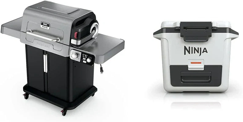 Ninja FlexFlame, Grill and Smoker, Electric and Propane Grill, Roaster, BBQ Grill, 5-in-1 Cooking System, 3 Burner, Digital Control, Outdoor Cooking, Griddle, Pizza Maker, Stainless Steel, PG301