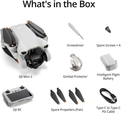 DJI Mini 3, Drones with Camera for Adults 4K, 38-min Flight Time, up to 32800ft (10km) Video Transmission, True Vertical Shooting, GPS Auto Return Integrated, Mini Drone with Camera for Beginners
