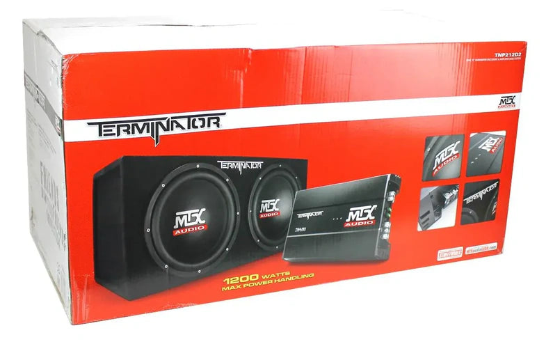 MTX 12" Dual Loaded Car Subwoofer w/Sub Box, Amplifier, & QPower Wiring Kit