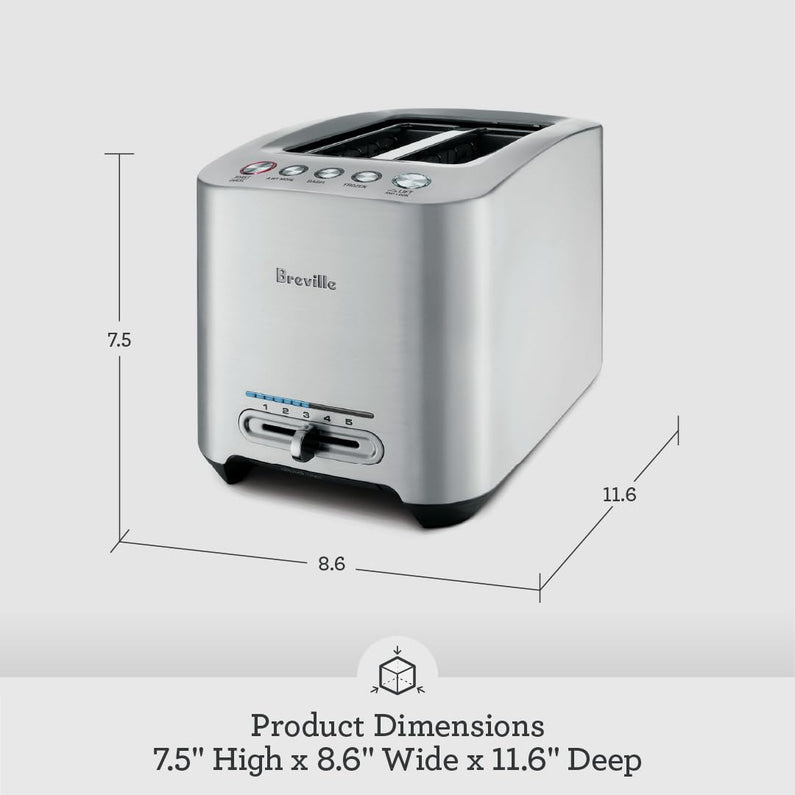 Breville Die-Cast Smart Toaster, 2-Slice, Brushed Stainless Steel