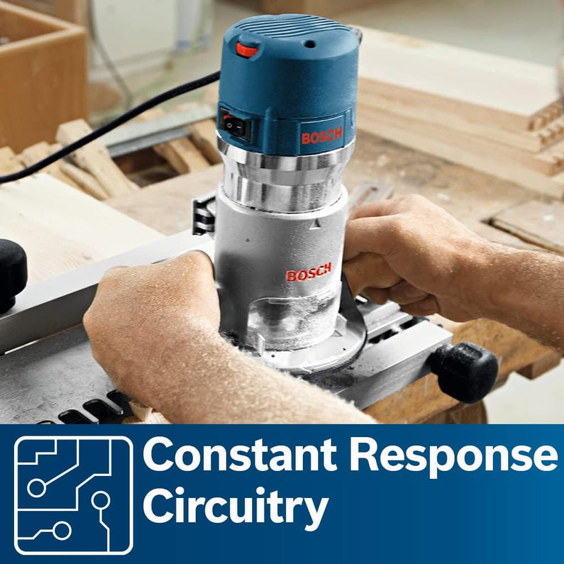 BOSCH 1617EVSPK Wood 12 Amp Router Tool Combo Kit 2.25 Horsepower Plunge Router & Fixed Base with a Variable Speed