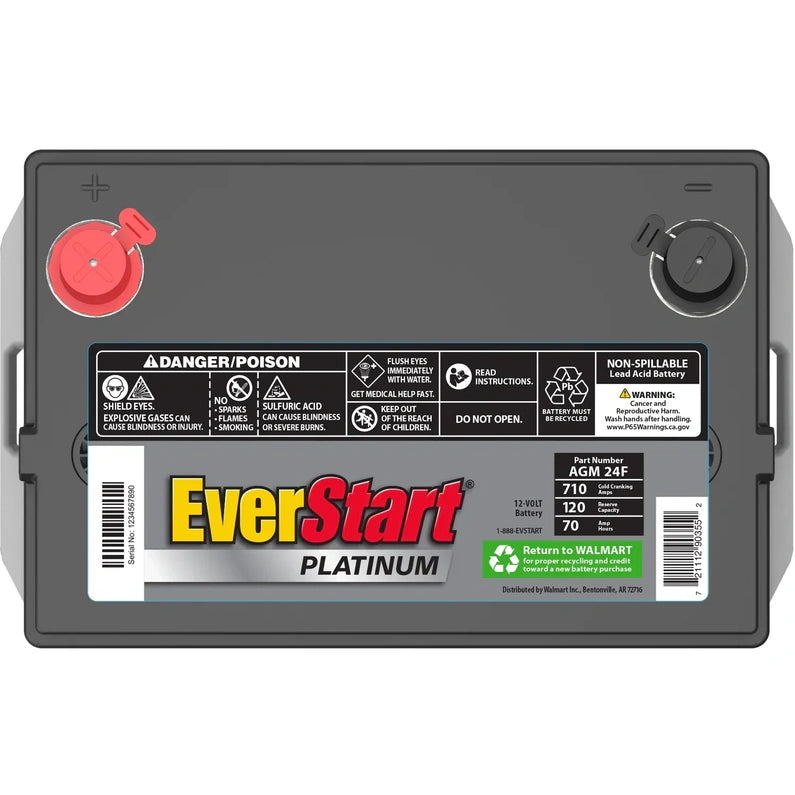 EverStart Platinum AGM Automotive Battery, Group Size 24F 12 Volt, 750 CCA - MadeInUSA