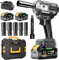 Cordless Impact Wrench, 1200Nm(900ft-lbs) High Torque 1/2'' Impact Wrench, 21V Brushless Electric Impact Gun with 2Pcs 4.0Ah Batteries, 1 Hour Fast Charger, 5 Sockets, Power Impact Driver for Car Home