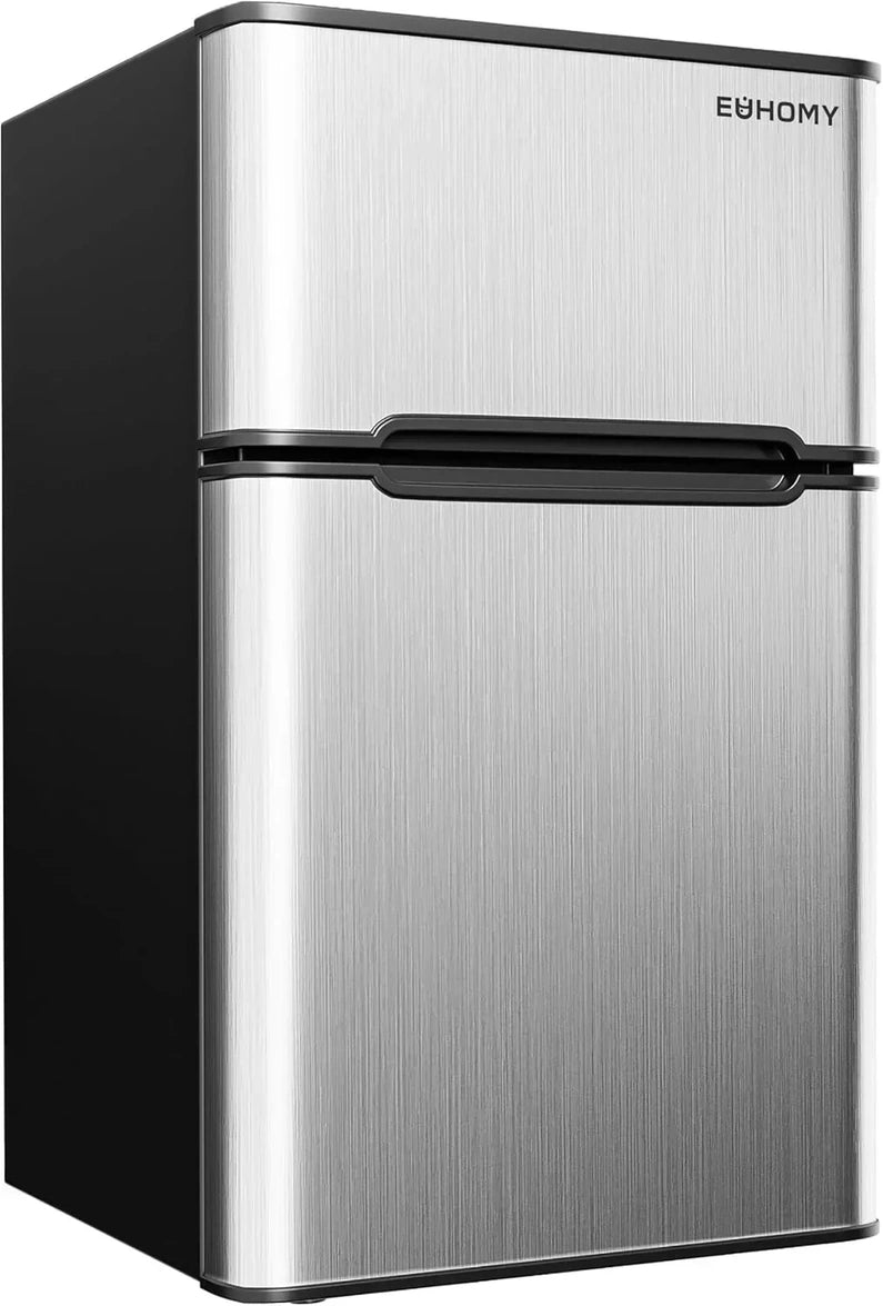 3.2 Cu.Ft Mini Fridge with Freezer 2-Door Compact Refrigerator for Bedroom, Dorm, Office or Apartment, Silver3.2 Cu.Ft Mini Fridge with Freezer 2-Door Compact Refrigerator for Bedroom, Dorm, Office or Apartment, Silver