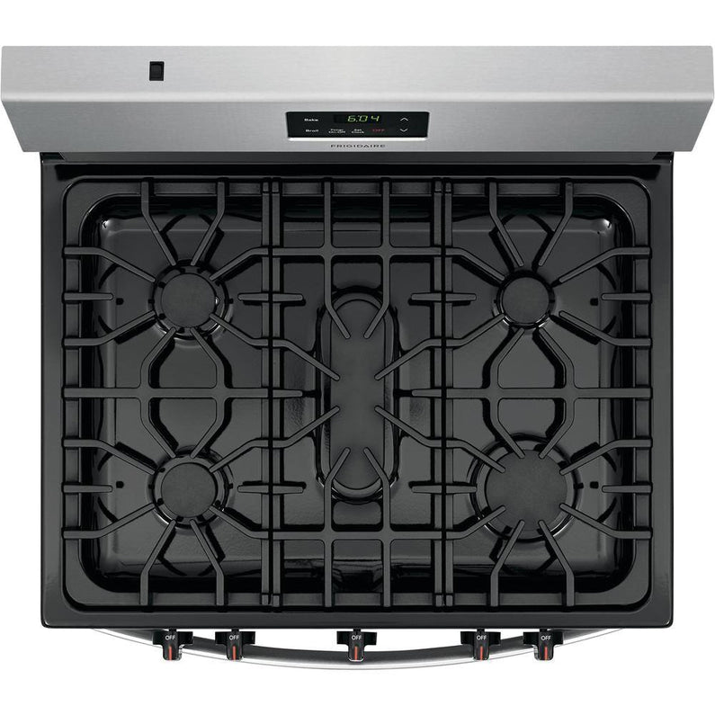 Frigidaire 30 in. 5 Burner Freestanding Gas Range in Stainless Steel FCRG3052AS