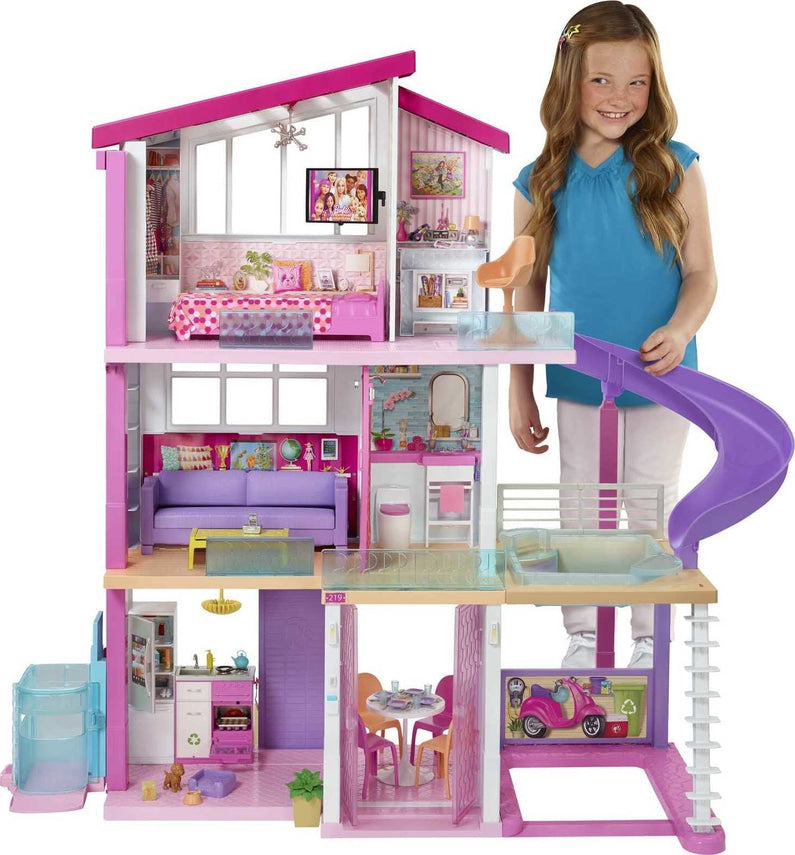 Barbie DreamHouse Dollhouse with Elevator, Pool, Lights & 70+ Accessories 3-Story Playset
