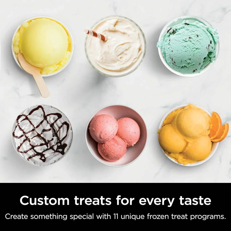 Ninja NC301 CREAMi Ice Cream Maker, for Gelato, Mix-ins, Milkshakes, Sorbet, Smoothie Bowls & More, 7 One-Touch Programs, with (2) Pint Containers & Lids, Compact Size, Perfect for Kids, Silver
