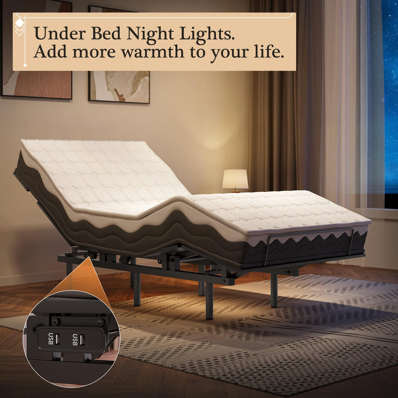 Adjustable Bed Frame -Wireless Remote -Memory Function -Adjustable Bed Base -Head and Foot Lift Incline -Zero Gravity -Quiet Motorfor Lying Down, Reading, Watching TV,Fatigue,BackacheTwin