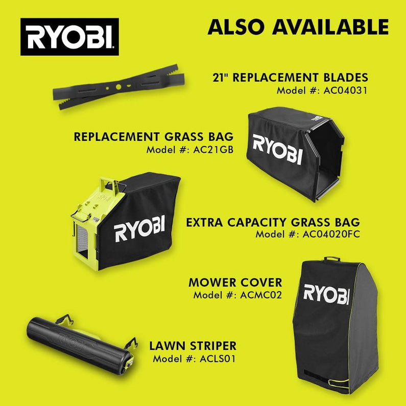 Ryobi 40V HP Brushless 21-in Self-Propelled AWD Lawn Mower Whisper Series ncludes (2) 6.0Ah Batteries and Charger