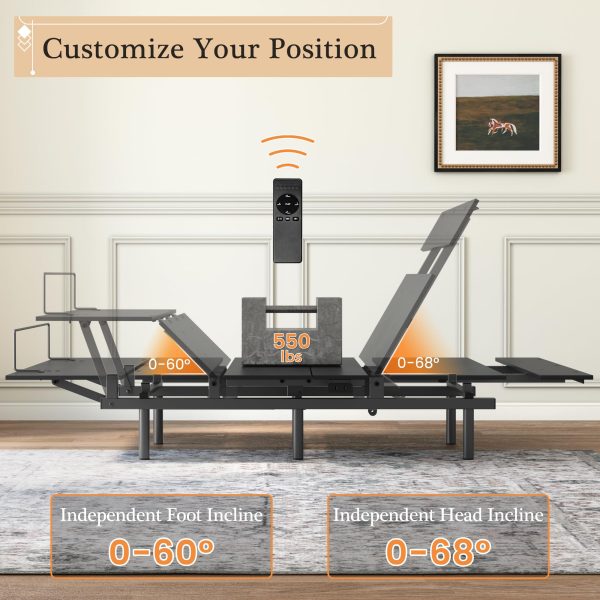 Adjustable Bed Frame -Wireless Remote -Memory Function -Adjustable Bed Base -Head and Foot Lift Incline -Zero Gravity -Quiet Motorfor Lying Down, Reading, Watching TV,Fatigue,BackacheTwin