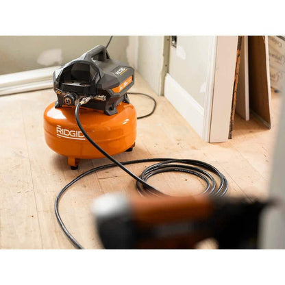 6 Gal. Portable Electric Pancake Air Compressor w/ 18GA Brad Nailer, 16GA Straight Finish Nailer, & 18GA Finish Stapler R69603FK