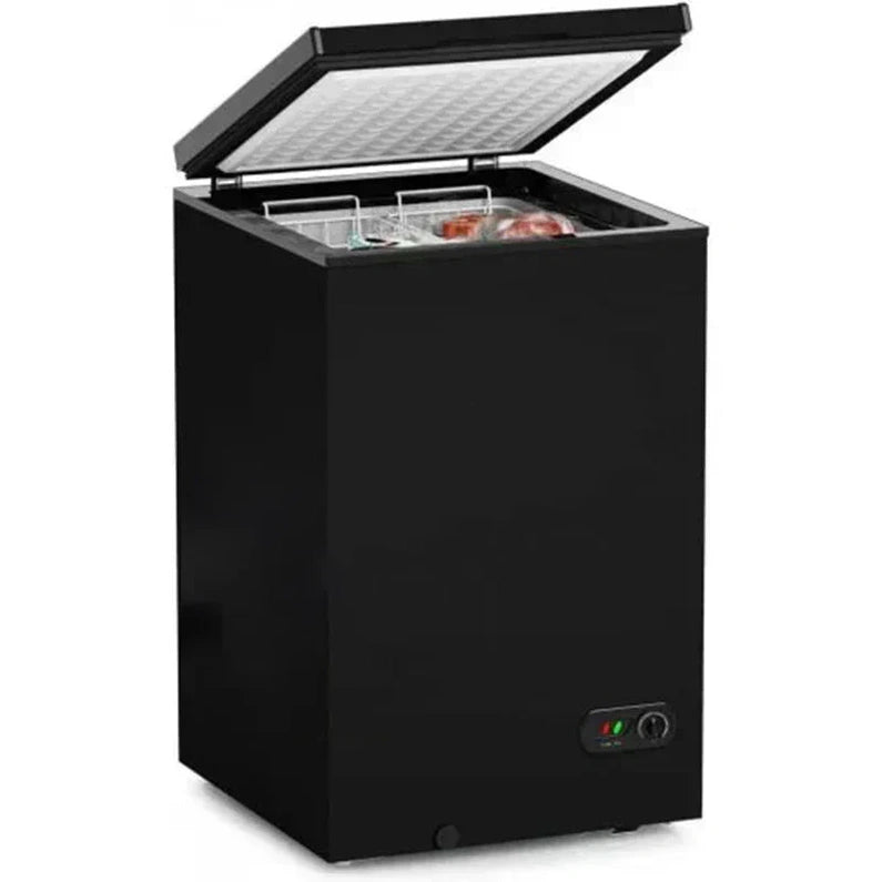 Chest Freezer 3.5 Cu Ft with 2 Removable Baskets Reach In Freezer Chest Quiet Compact Freezer 7 Temperature Settings Black