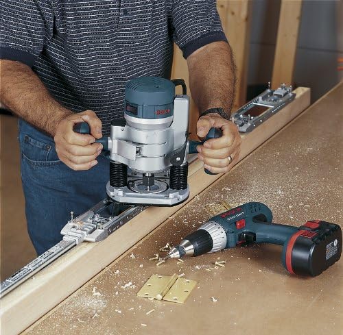 BOSCH 1617EVSPK Wood 12 Amp Router Tool Combo Kit 2.25 Horsepower Plunge Router & Fixed Base with a Variable Speed