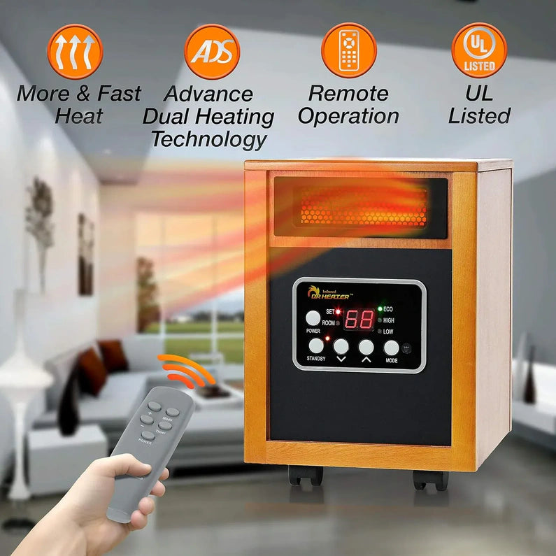 Dr Infrared Heater Portable Space Heater, Original, 1500-Watt, Cherry (Pack of 1)