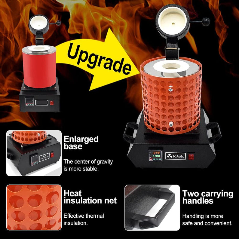 TOAUTO Gold Melting Furnace TGF3000-V1.1, 1+3KG, 1400W, 2100F