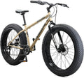 Mens and Women Fat Tire Mountain Bike, 26-Inch Bicycle Wheels, 4-Inch Wide Knobby Tires, Steel Frame, 7 Speed Drivetrain, Shimano Rear Derailleur, Disc Brakes