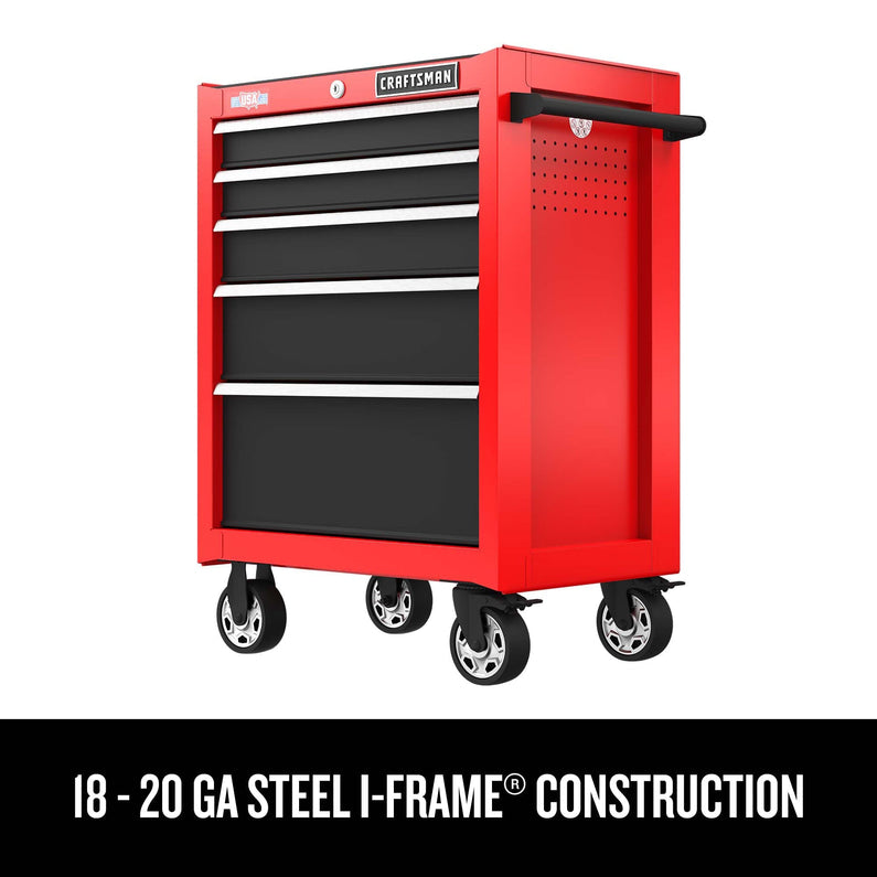 2000 Series 26-in W x 36.5-in H 5-Drawer Steel Rolling Cabinet (Red)