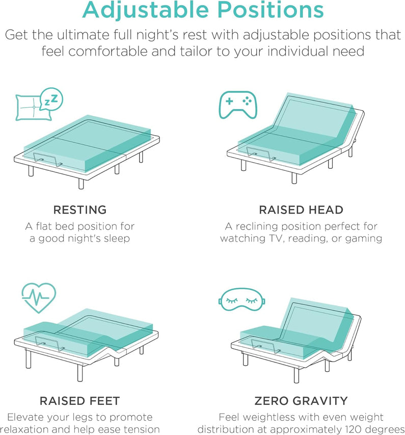 Best Choice Products Ergonomic Twin XL Size Adjustable Bed Frame, Electric Base w/Wireless Remote Control, Nightlight, Massager, 2 USB Ports