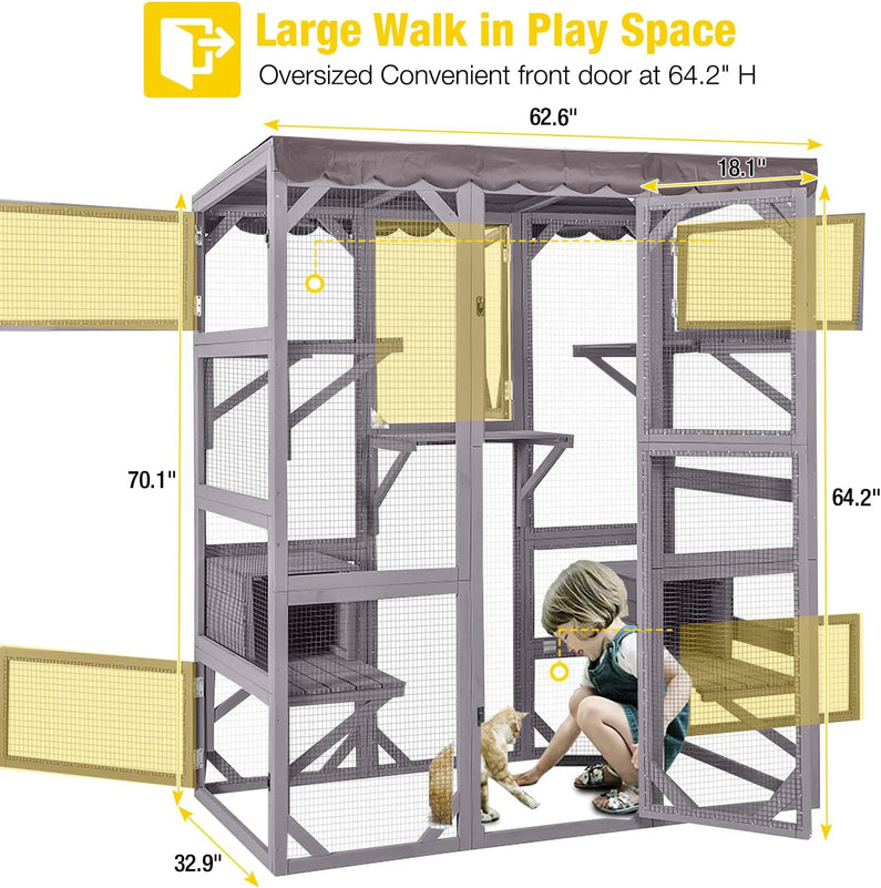 Catio Outdoor Cat Enclosure - Large Walk-In Kitty Cage