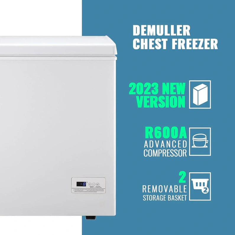 Chest Freezer 5.0Cubic Feet Deep Freezer Freestanding Freezers with 2 Removable Stainless Steel Basket, Mini Freezer Top Open Door Compact Freezer with Electronic Control 41℉ to -15℉BLACK