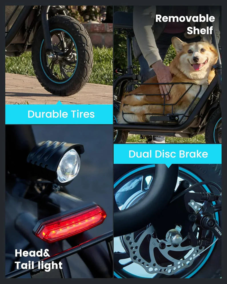 Adults Electric Scooter with Large Middle Basket