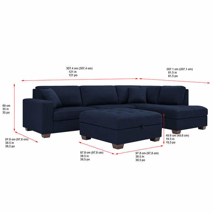 Thomasville Miles Fabric Sectional with Storage Ottoman