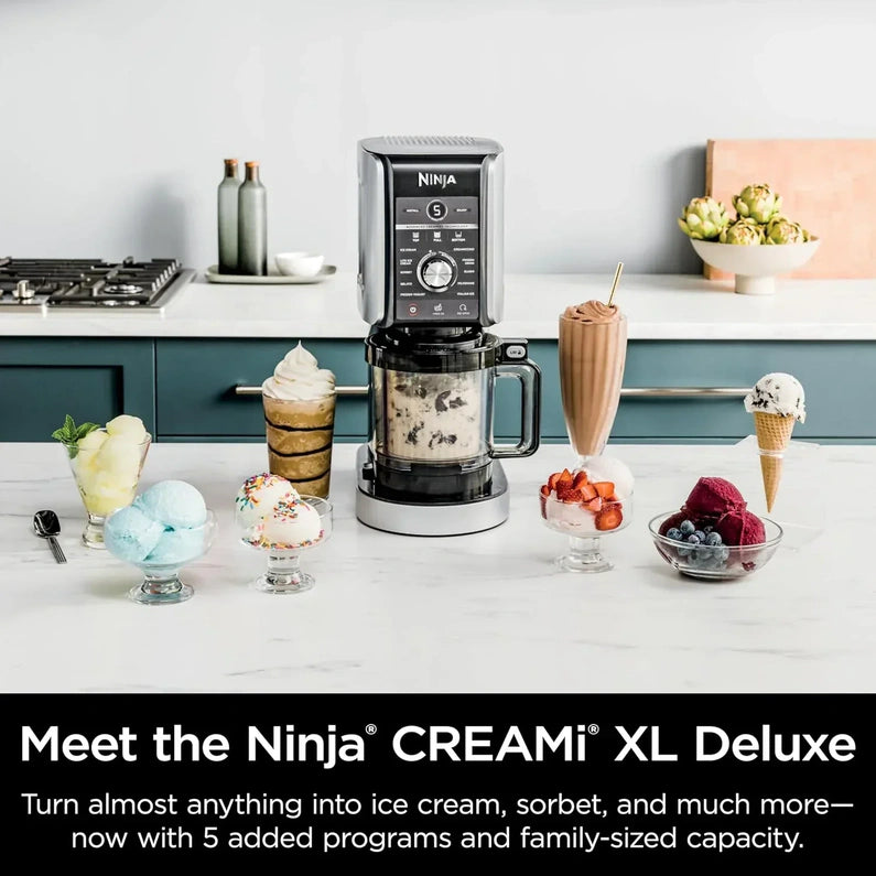 Ninja NC301 CREAMi Ice Cream Maker, for Gelato, Mix-ins, Milkshakes, Sorbet, Smoothie Bowls & More, 7 One-Touch Programs, with (2) Pint Containers & Lids, Compact Size, Perfect for Kids, Silver