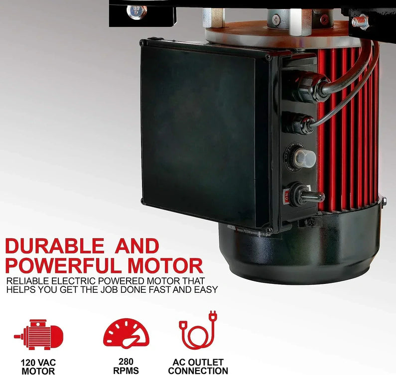 Kitchener Chicken Plucker De-Feather Remover Poultry and Fowl Food Processor Electric Stainless Steel Heavy Duty 1HP 120VAC 280RPM GFCI Connector 92 Soft Fingers 20" Drum Diameter